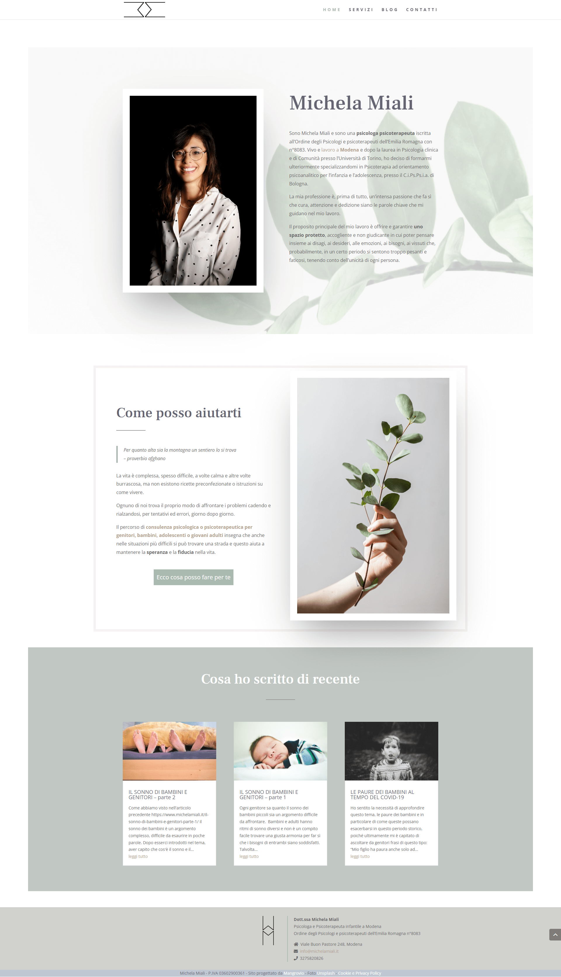 Preview del sito realizzato da Mangrovio