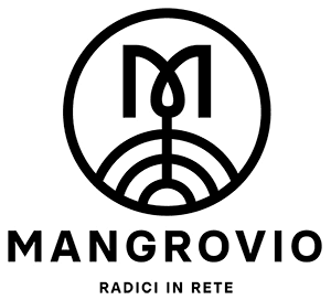Logo di Mangrovio completo di pittogramma e logotipo.