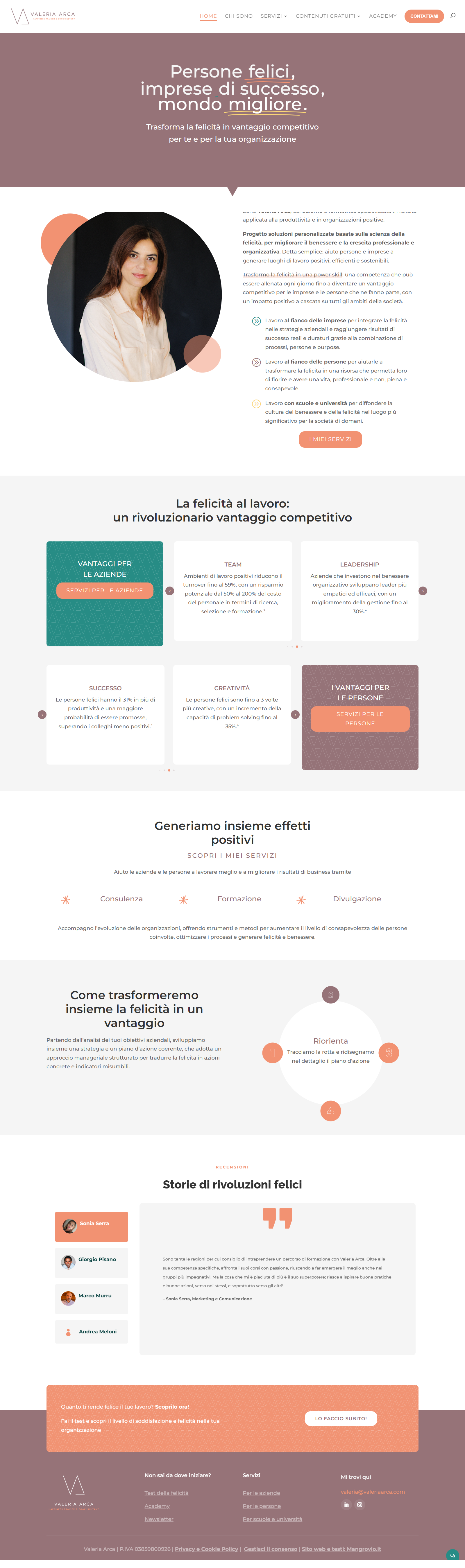Preview del sito realizzato da Mangrovio