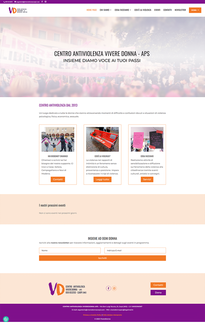 Preview del sito realizzato da Mangrovio